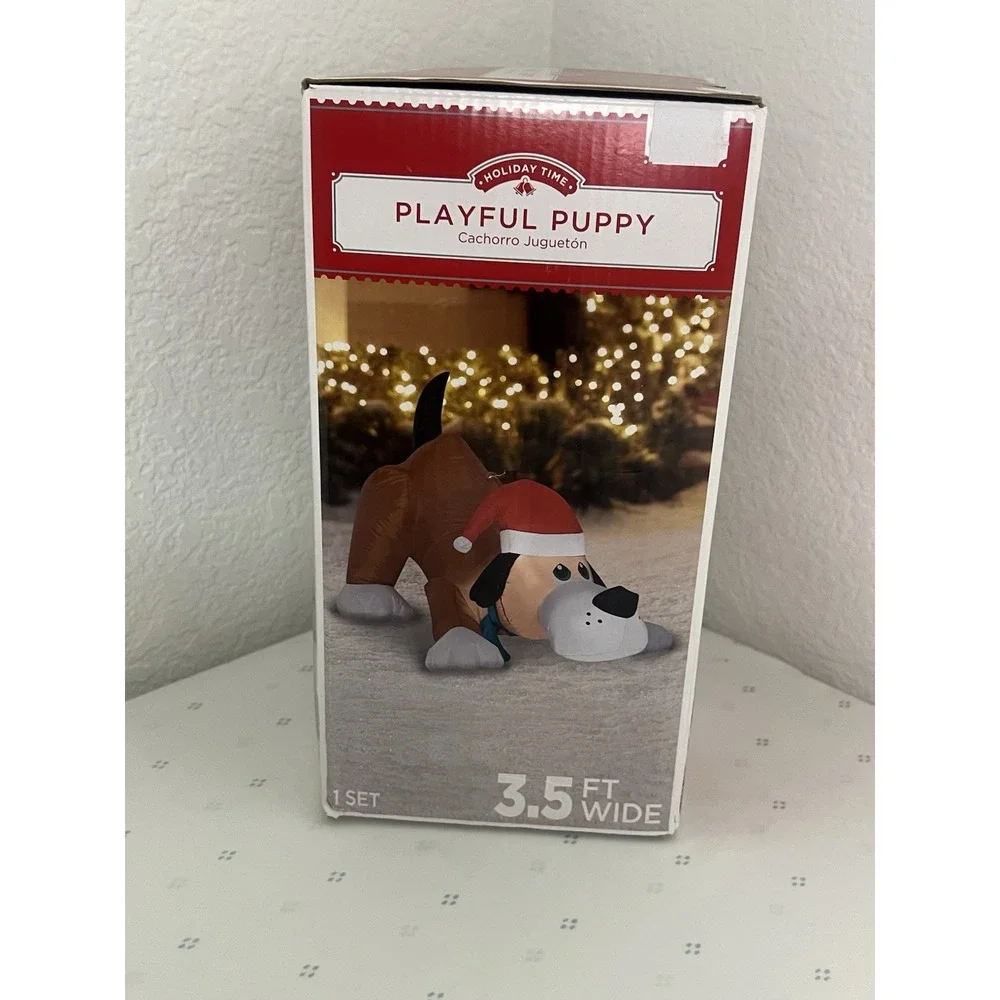 Holiday Time Playful Puppy Christmas Airblown Inflatable 3.5 FT Wide Lighted Dog